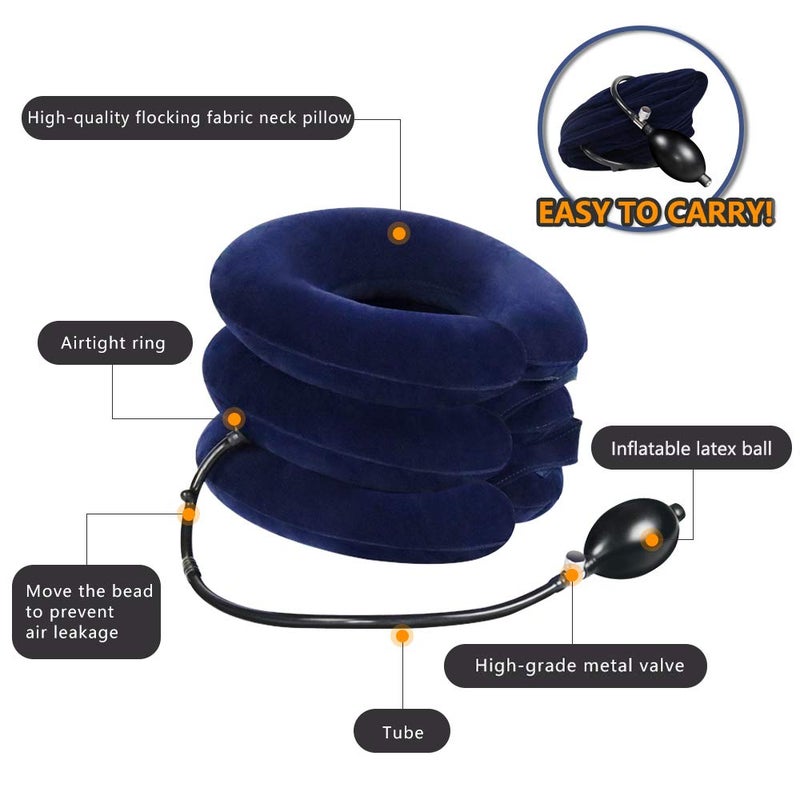 Ççs S Cervical Neck Traction Device for Instant Neck Pain Relief - Inflatable & Adjustable Neck Stretcher Neck Support Brace, Best Neck Traction Pillow for Home Use Neck Decompression (Blue) - Image 5